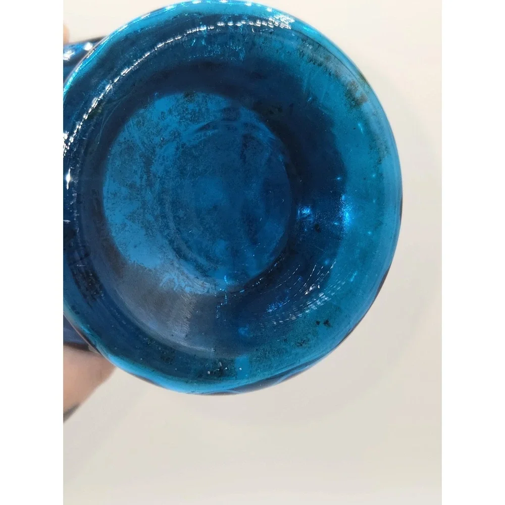Fenton Jamestown Blue Coin Dot Art Glass Vase Ruffled Rim